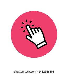 Clicking hand, finger click cursor. Vector linear icon.