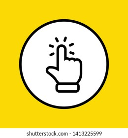 Clicking hand, finger click cursor. Vector linear icon.