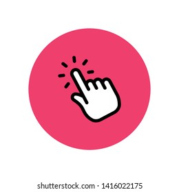 Clicking hand, finger click cursor. Vector linear icon.