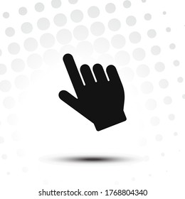 Klicken Sie auf die Schaltfläche und drücken Sie die Taste mit der Hand. Handzeiger-Vektor