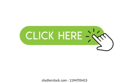 Clicking hand on click button, pointer vector icon