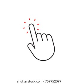 Clicking hand, thin line icon