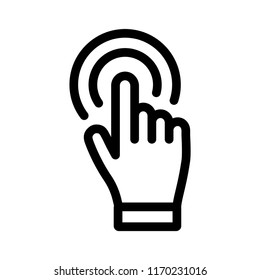 Clicking hand vector icon, bold stroke linear illustration