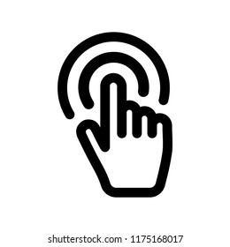 Clicking hand vector icon, bold stroke linear illustration