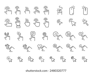 Klicken auf Symbole. Klicken Hands Set. Klicken auf Pfeile Symbol Symbole. Cursor signiert Kollektion. Computermaussymbole.