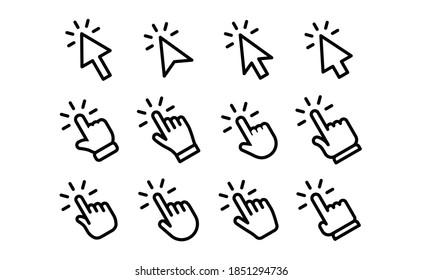 Clicking Icons Collections Hand Arrow Click Stock Vector (Royalty Free ...