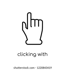 clicking with the left hand icon. Trendy modern flat linear vector clicking with the left hand icon on white background from thin line Hands and guestures collection, outline vector illustration