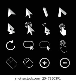 Clicking mouse cursors, computer finger pointers vector icon
