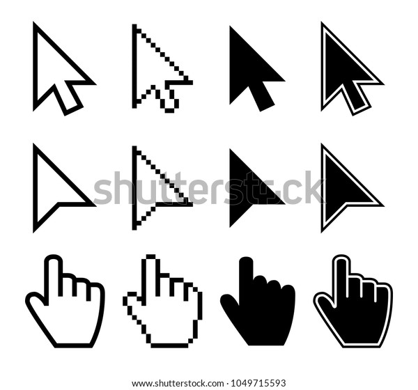 マウス カーソルをクリックすると コンピュータの指ポインタ ベクター画像セットが表示されます マウスポインターの指 カーソルの矢印 の手のイラスト のベクター画像素材 ロイヤリティフリー