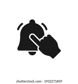 Al hacer clic en el icono del timbre de notificación aislado en el fondo blanco. Ilustración del vector