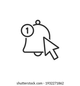 Clicking notification bell line icon isolated on white background. Vector illustration