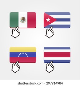 Clicking on flags, with mouse cursor (Mexico / Cuba / Venezuela / Costa Rica)