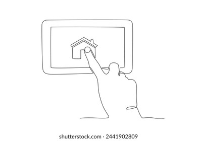 Clicking on the smart home app connected to the tablet.Individual monitoring home electricity one-line drawing