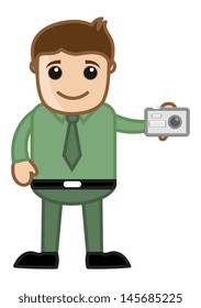 Clicking a Picture - Office Character - Vector Illustration