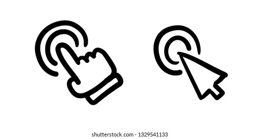Clicking pointer doodle, hand drawn vector