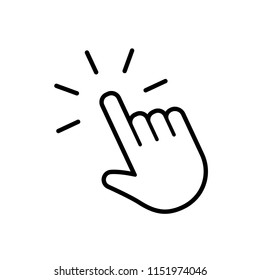 Clicking pointer icon, hand click linear vector