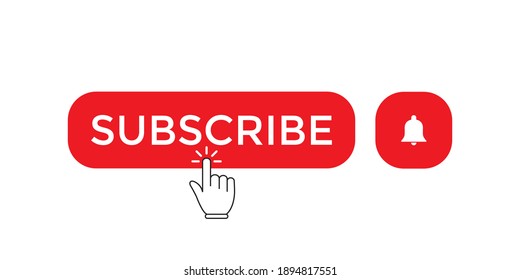 Clicking Red Subscribe Button Vector in Flat Style