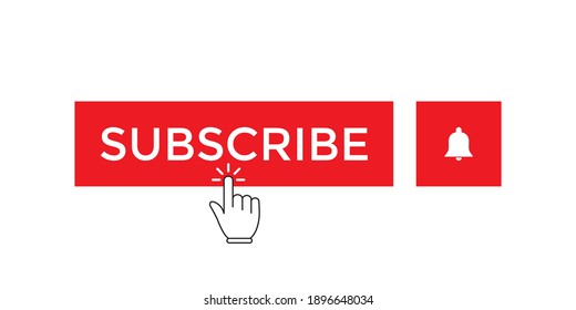 Clicking Red Subscribe Button Vector in Flat Style