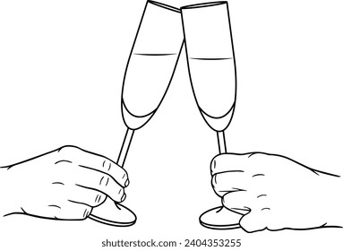 Mit Wein- oder Champagnergläsern anklicken, Vektorgrafik