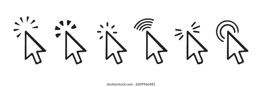 Clicks cursor or pointer icon. Press or click.  pointer arrow icon. Vector Illustration EPS 10
