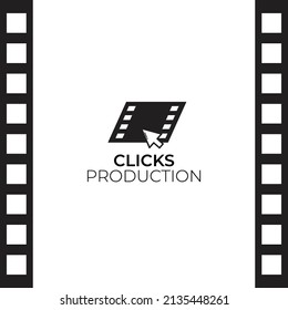 Clicks production logo design inspiration. Strip film logo template. Vector Illustration