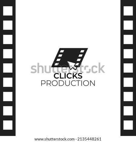 Clicks production logo design inspiration. Strip film logo template. Vector Illustration