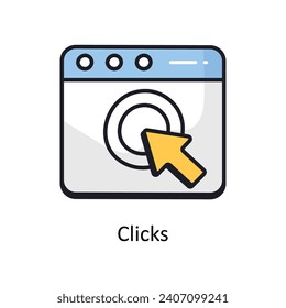 Clicks vector Filled outline doodle Design illustration. Symbol on White background EPS 10 File 