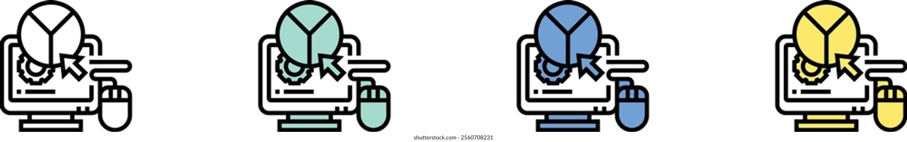 clickstream icon. Outline, Green, Blue and Yellow Style Design Isolated On White Background