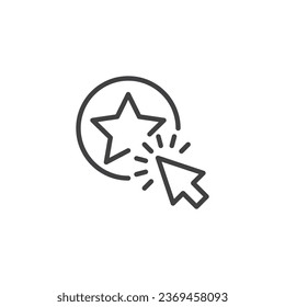 Click-through rates line icon. linear style sign for mobile concept and web design. Cursor clicking star outline vector icon. Symbol, logo illustration. Vector graphics