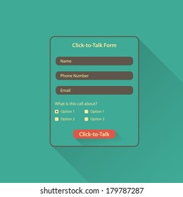 Click-to-talk form. Flat style.