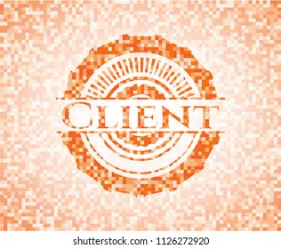 Client abstract orange mosaic emblem