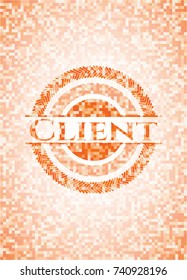 Client abstract orange mosaic emblem with background