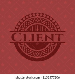 Client badge with red background
