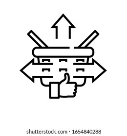 Client basket line icon, concept sign, outline vector illustration, linear symbol.