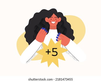 Client bonus - Online shopping and electronic commerce series - modern flat vector concept illustration of a woman receiving a bonus. Promotion, discounts, sale and online orders concept