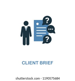 Client Brief icon in two colors. Creative style design from online marketing collection. UX and UI. Pixel perfect client brief icon. For web design, apps, software, printing usage.