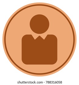 Client bronze coin icon. Vector style is a copper flat coin symbol.