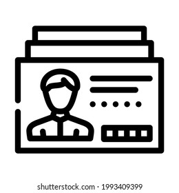 vector de icono de línea kyc de tarjeta de cliente. signo kyc de tarjeta de cliente. símbolo de contorno aislado ilustración negra