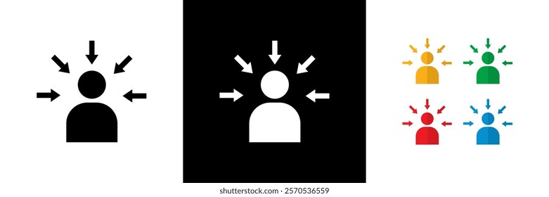 Client Centric Approach Icons. Black, White and Colorful