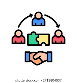 Ícone de Colaboração de Cliente - Ilustração de Vetor de Cores Lineares