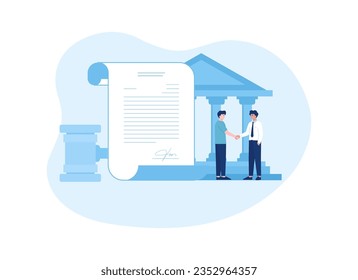 Client contract signature to attorney trending concept flat illustration