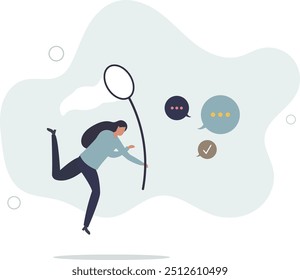 Opinión del cliente o Cliente, conversación, comunicación efectiva o concepto de mensaje y conversación. Diseño plano con personas.