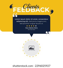 Client or customer review testimonial social media post. Customer or client service feedback review post design template