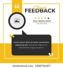 Client or customer review testimonial social media post. Customer or client service feedback review post design template