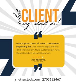 Post de mídia social de depoimento de cliente ou cliente. Modelo de pós-projeto de comentários de clientes ou serviços de clientes