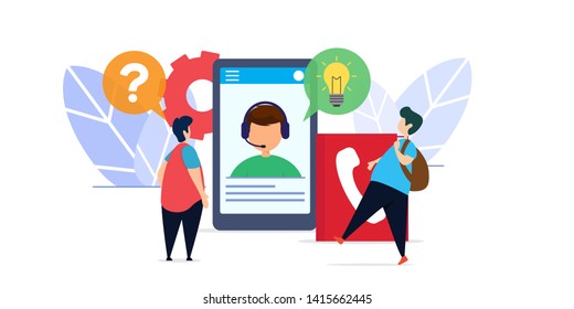 client and customer service creative illustration vector of graphic , small people in client and customer service flat illustration vector , vector flat illustration for website landing page