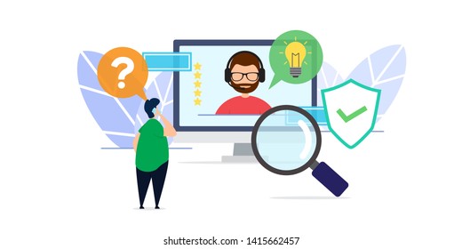 client and customer service creative illustration vector of graphic , small people in client and customer service flat illustration vector , vector flat illustration for website landing page