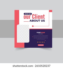 Client or customer service review feedback testimonial social media post design 