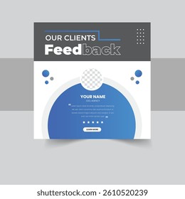 Client or customer service review feedback testimonial social media post design 