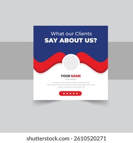 Client or customer service review feedback testimonial social media post design 